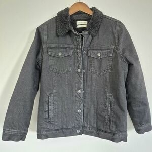 Madewell Sherpa Lined Black Denim Jacket See Measurements